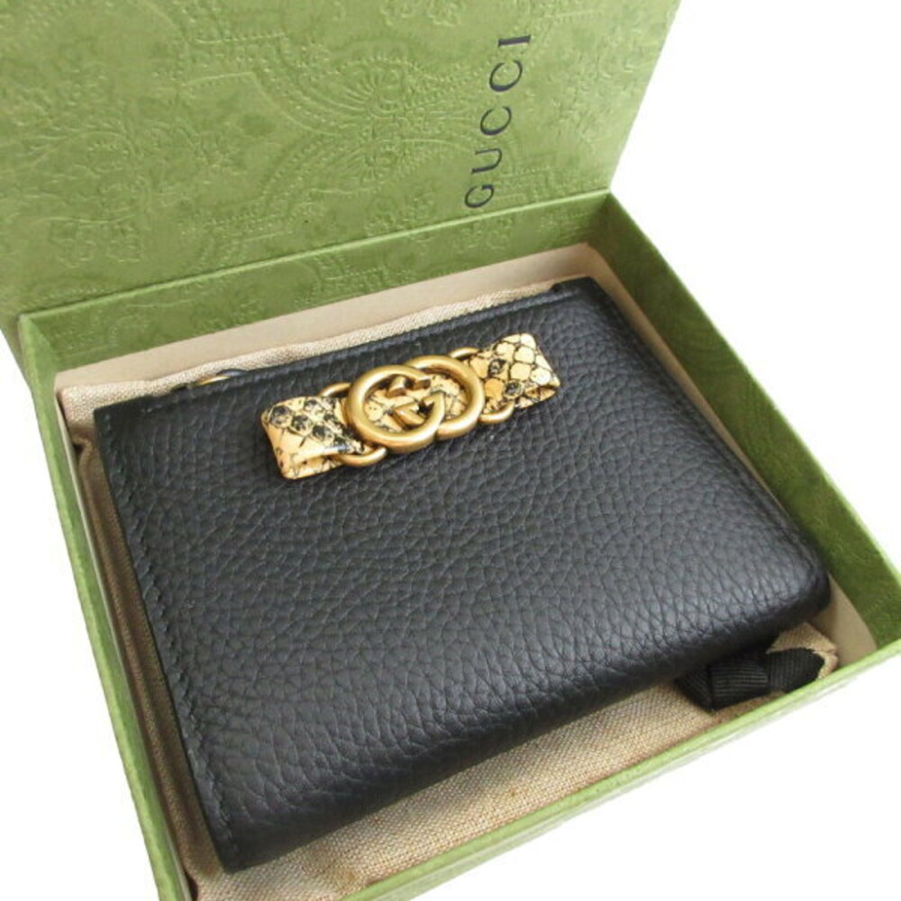 Gucci Interlocking Gg Leather Python Black Bifold… - image 2